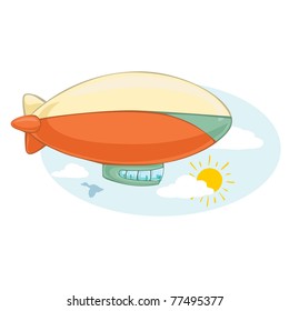 Vector illustration, cute zeppelin, cartoon concept.