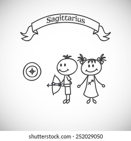 Vector illustration of cute zodiac sign. Sagittarius