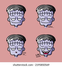 Vector Illustration Of Cute Zombie Monster Emoji