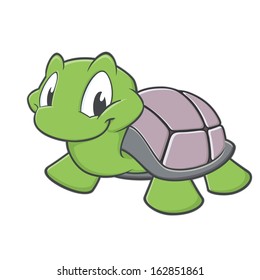 Vector illustration of a cutely smiling cartoon turtle