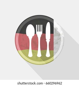 Vector illustration of cutlery on plate with the flag of the island of Germany