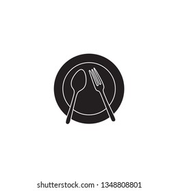 Vector Illustration, cutlery plate. spoon and fork, Solid Design Style - Vector