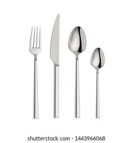 
Vector illustration of cutlery. 
Vector realistic illustration. Fork, knife, spoons.