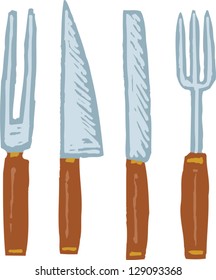 Vector illustration of cutlery serving utensils