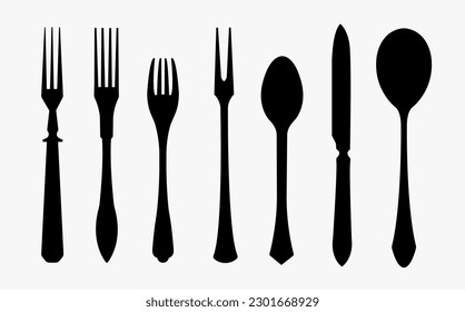 Siluetas de corte de ilustración de vectores colección de siluetas de corte en fondo blanco