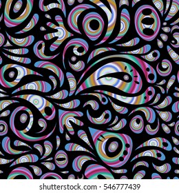 Vector illustration. Cutout paper lace texture, vector tulle background, swirly seamless pattern.