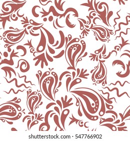 Vector illustration. Cutout paper lace texture, vector tulle background, swirly seamless pattern in pink colors.