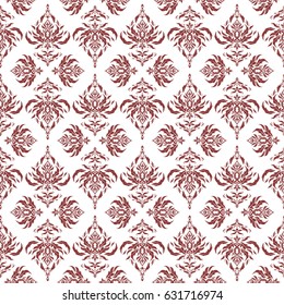 Vector illustration. Cutout paper lace texture, vector tulle background, swirly seamless pattern in red colors.