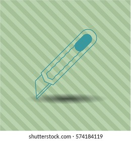 Vector Illustration of Cutter Icon in blue with green background