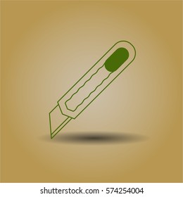 Ilustración vectorial del icono de corte en verde con fondo marrón