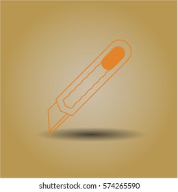 Vector Illustration of Cutter Icon in orange with brown background