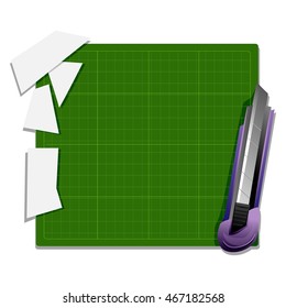 Vector Illustration of Cutter Knife with Cutter Board