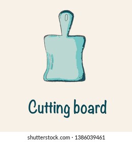 Vector illustration of a cutting board blue on a beige background. Suitable for all types of printing.