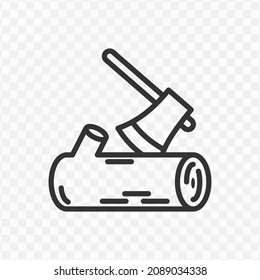 Vector illustration of cutting down trees icon in dark color and transparent background(png).