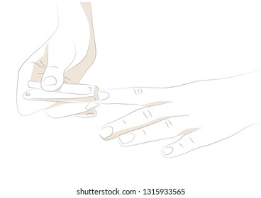 Vector illustration of cutting finger nails 
