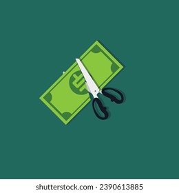 vector illustration of cutting money