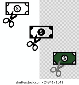 Ilustración vectorial de recortar dinero