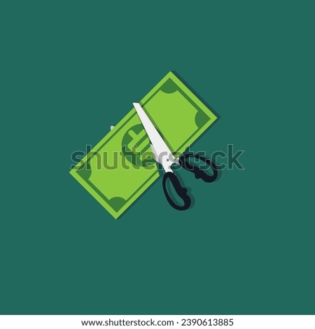 vector illustration of cutting money