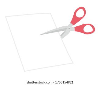 Vector illustration of cutting paper with scissors