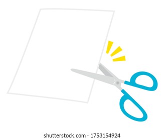 Vector illustration of cutting paper with scissors