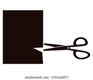 Vector illustration of cutting paper with scissors