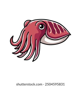 vector illustration of cuttlefish in cartoon style isolated on white background