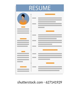 Vector illustration CV Curriculum Vitae resume template design with woman photo.