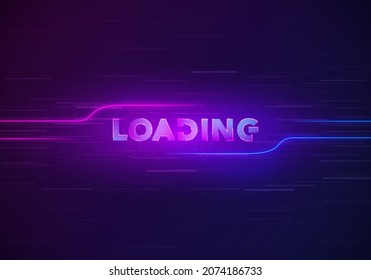 Vector Illustration Cyber Loading Screen In Neon Color