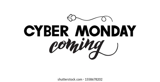 Vector illustration Cyber Monday concept banner in fashionable lettering style for signboard, advertisement of sales rebates of cyber Monday. Vector lettering for your projects.