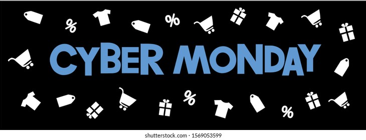 Vector illustration Cyber Monday concept banner in fashionable lettering style for signboard, advertisement of sales rebates of cyber Monday. Vector lettering for your projects.
