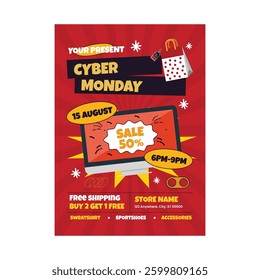 Vector illustration of cyber monday flyer poster template design