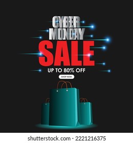 Vector illustration for cyber Monday offer sale banner poster flyer card