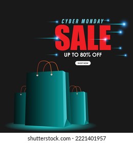 Vector illustration for cyber Monday offer sale banner poster flyer card