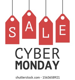 Vector illustration cyber Monday sale, print banner, advertisement