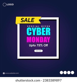 Vector illustration of Cyber Monday Sale social media feed template