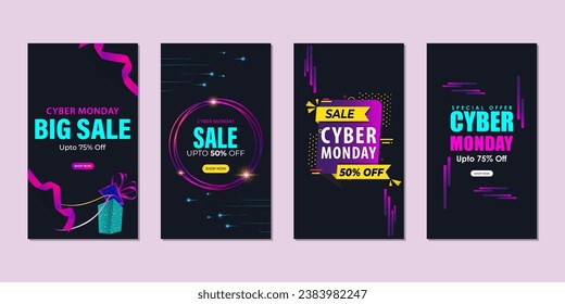 Vector illustration of Cyber Monday Sale social media feed template