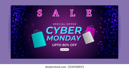 Vector illustration of Cyber Monday Sale social media template