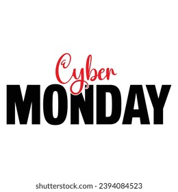Vector illustration of Cyber Monday text for card banner. Handwritten calligraphy Cyber monday tag badge template. Lettering typography illustration