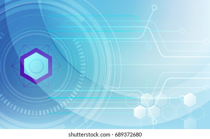 Vector illustration cyber security circuit board and 3d paper hexagons background. Hi-tech digital technology concept. Vector abstract futuristic on white gray color background