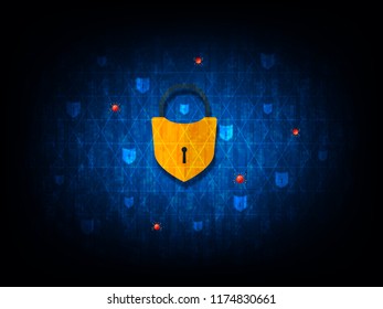 Vector illustration of cyber security concept background. Safety business on mobile connection, technology, web services protection.