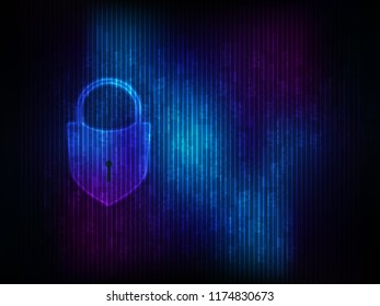 Vector illustration of cyber security concept background. Safety business on mobile connection, technology, web services protection.