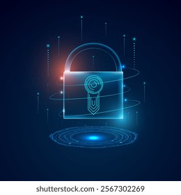 Vector illustration cyber security stats or hacking attach padlock icon.