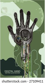ilustración vectorial de la mano cibernética