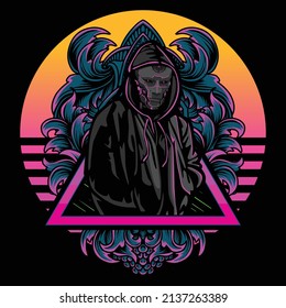 Vector illustration of cyborg in cyberpunk style