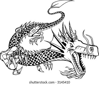 Vector Illustration of a Cyborg Dragon