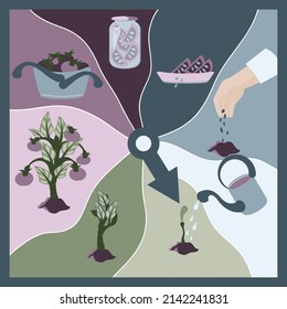 Ilustración vectorial de un ciclo en la naturaleza