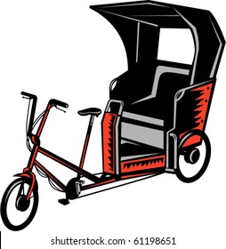 vector illustration of a Cycle Rickshaw isolated on white background