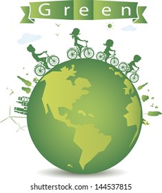vector illustration of cycling for green earth.