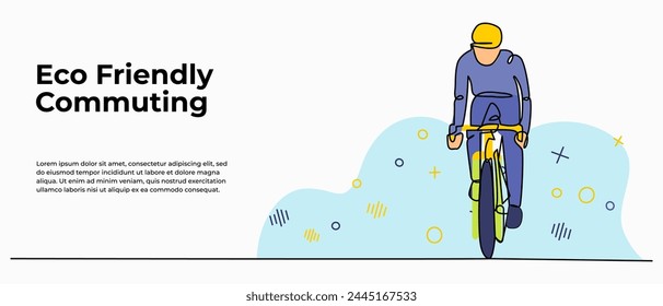 Ilustración vectorial de ciclismo en las montañas. Moderno piso en estilo de línea continua.