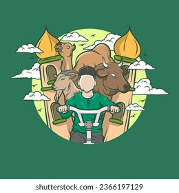 vector illustration of cycling on Eid Al Adha